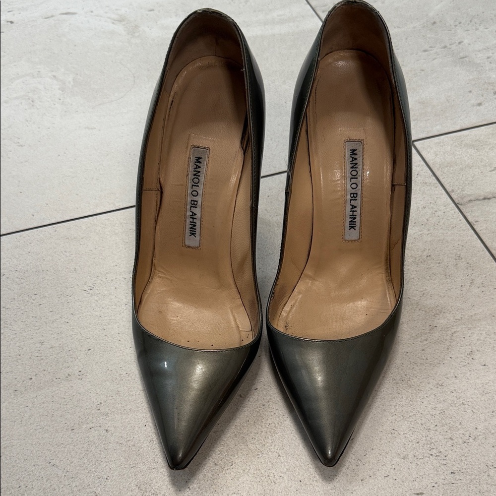 Manolo Blahnik Shimmering Silver Heels